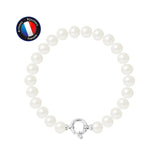 Bracelet NOELYSE | Argent & Perles Blanches | 8/9 mm | Fermoir Anneau