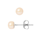 Boucle d'Oreilles Bouton AYA | Argent & Perles de Culture Roses 5/6mm