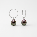 Créoles JANE | Or Blanc & Perles de Tahiti