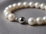 Bracelet NOELYSE | Argent & Perles Blanches | 8/9 mm | Fermoir Boule