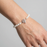 Bracelet NOELYSE | Argent & Perles Blanches | 7/8 mm | Fermoir Anneau