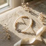 Bracelet NOELYSE | Argent & Perles Blanches | 7/8 mm | Fermoir Anneau