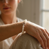 Bracelet NOELYSE | Argent & Perles Blanches | 8/9 mm | Fermoir Anneau