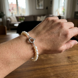 Bracelet NOELYSE | Argent & Perles Blanches | 7/8 mm | Fermoir Anneau