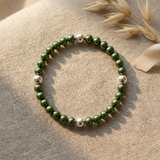 Bracelet Porte Bonheur - Perles d'Eau Douce Vertes et Blanches