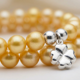 Bracelet Porte Bonheur Trêfle - Perles d'Eau Douce Dorées