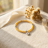 Bracelet Porte Bonheur Trêfle - Perles d'Eau Douce Dorées