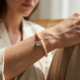 Bracelet Porte Bonheur Trêfle - Perles d'Eau Douce Roses