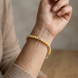 Bracelet Porte Bonheur - Perles d'Eau Douce Dorées & Blanches