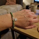 Bracelet Porte Bonheur Trêfle - Perles d'Eau Douce Vertes Intense