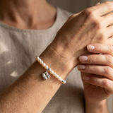 Bracelet Porte Bonheur Trêfle - Perles d'Eau Douce Blanches