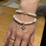 Bracelet Porte Bonheur Trêfle - Perles d'Eau Douce Blanches