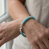 Bracelet Porte Bonheur - Perles d'Eau Douce Bleu Turquoises
