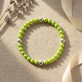 Bracelet Porte Bonheur - Perles d'Eau Douce Vertes & Blanches
