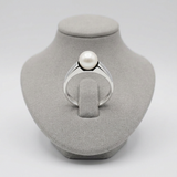 Bague IRINA | Or Blanc & Perle de Culture Blanche - 7/8mm