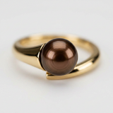 Bague SERENITY | Or Jaune & Perle de Culture Chocolat