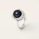 Bague FÉLICIA | Argent & Perle noire de Tahiti