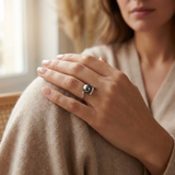 Bague LYSANDRA | Or Blanc & Perle de Tahiti