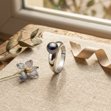 Bague INFINITY | Or Blanc & Perle de Tahiti