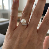 Bague ISODORA | Or Blanc, Diamants & Perle de Culture Blanche