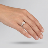 Bague ARIANE | Or Blanc, Diamants & Perle de Culture Blanche