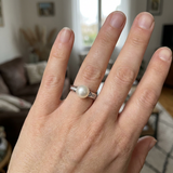 Bague ARIANE | Or Blanc, Diamants & Perle de Culture Blanche
