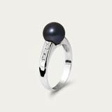 Bague ARIANE | Or Blanc, Diamants & Perle de Tahiti