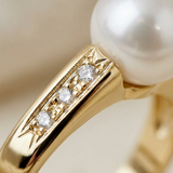 Bague ARIANE | Or Jaune, Diamants & Perle de Culture Blanche