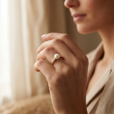 Bague ARIANE | Or Jaune, Diamants & Perle de Culture Blanche