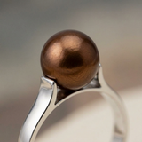 Bague DUCHESSE | Or Blanc & Perle de Culture Chocolat