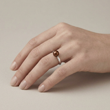 Bague DUCHESSE | Or Blanc & Perle de Culture Chocolat