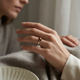 Bague DUCHESSE | Or Blanc & Perle de Culture Chocolat