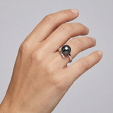 Bague ELISE | Or Blanc & Perle de Culture Black Tahiti