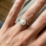 Bague ELISE | Or Blanc & Perle de Culture Blanche