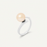 Bague ELISE | Or Blanc & Perle de Culture Rose