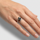 Bague LYSANDRA | Or Blanc & Perle de Tahiti