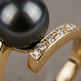 Bague LYSANDRA | Or Jaune & Perle de Culture Black Tahiti