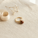 Bague SERENITY | Or Jaune & Perle de Culture Chocolat