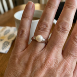 Bague IRINA | Or Blanc & Perle de Culture Blanche - 7/8mm
