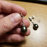 Boucles d'Oreilles TAHORA | Or Blanc & Perles de Tahiti