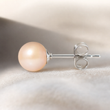 Boucle d'Oreilles Bouton AYA | Argent & Perles de Culture Roses 7/8mm