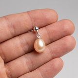 Boucle d'Oreilles MINÉA | Or Blanc & Perles de Cultures Roses
