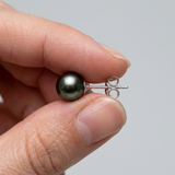 Boucle d'Oreilles Bouton AYA | Argent & Perles de Tahiti