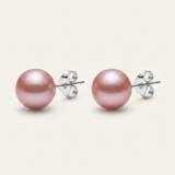 Boucle d'Oreilles Bouton AYA | Argent & Perles de Culture Roses 9/10mm