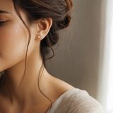 Boucle d'Oreilles Bouton AYA | Argent & Perles de Culture Blanches 6/7mm