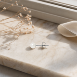 Boucle d'Oreilles Bouton AYA | Argent & Perles de Culture Blanches 6/7mm