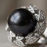 Boucles d'Oreilles COROLLE | Perles Black Tahiti