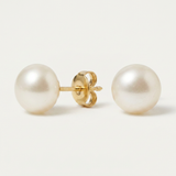 Boucle d'Oreilles Bouton AYA | Or Jaune & Perles de Culture Blanches