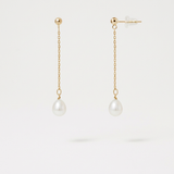 Boucles d'oreilles pendantes LOLITA | Or Jaune & Perles Blanches