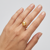 Bague ZIGZAG | Or Jaune & Perle de Culture Dorée